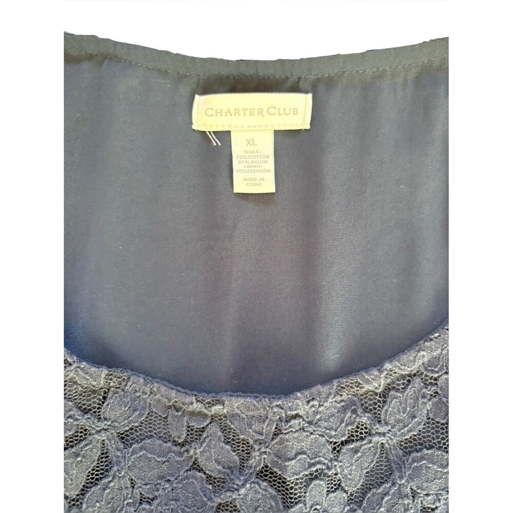 Summer Sleeveless Blouse Tanks Bundle Womens XL Navy Blue White Flip Flop Lace - Picture 9 of 12